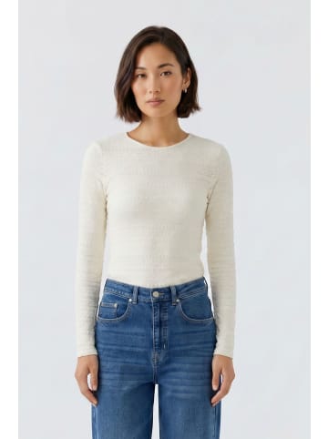 Oui Langarmshirt Spitze in gardenia