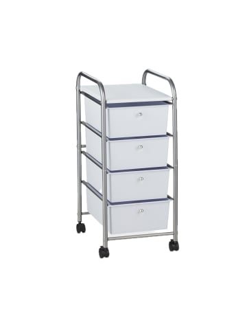 relaxdays Badrollwagen "4 Schubladen" in Silber - (B)33 x (H)74 x (T)39 cm