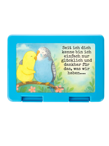 Mr. & Mrs. Panda Bento Box Wellensittich Liebe Design mit Spruch in Weiß