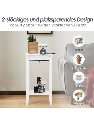COSTWAY 2er Set Beistelltisch in Weiß
