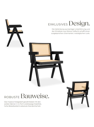 tectake Armlehnstuhl im Boho-Stil, 59 x 56,5 x 82,5 cm, Belastbarkeit 120 kg