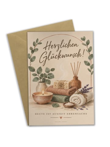 Mr. & Mrs. Panda Geburtstagskarte Wellness-Ritual warm Design mi... in Weiß