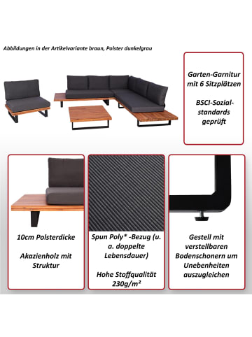 MCW Garten-Garnitur mit Sessel H54, Braun, Polster cremeweiß