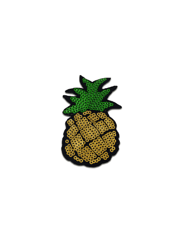 Catch the Patch Ananas Obst Frucht Mit PaillettenApplikation Bügelbild ingoldfarben
