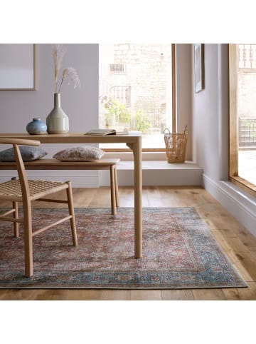 KADIMA DESIGN Waschbarer Teppich Vintage Floral Muster, Orientalisch, Wohnzimmer in Rot