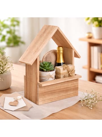 UNUS Dekohäuschen aus Holz mit PVC Einsatz in Natur