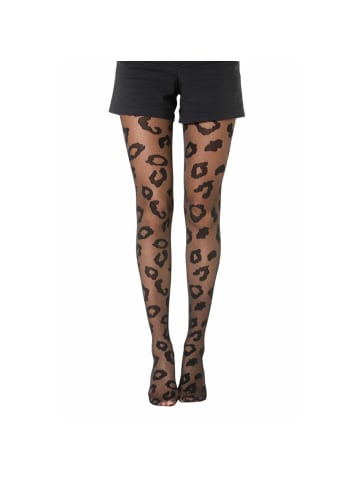 COFI 1453 Schwarze Strumpfhose 40 Den mit Leopardenmotiv – Wild und Stilvoll in Schwarz