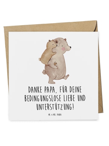 Mr. & Mrs. Panda Klappkarte Danke Papa mit Spruch in Weiß