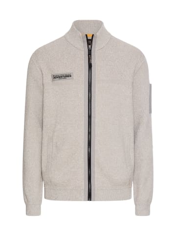 Camel Active Strickjacke mit Kontrastdetails und Stehkragen in Grau