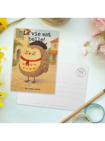Mr. & Mrs. Panda Postkarte Eule Frankreich Design mit Spruch in Weiß