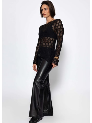 SASSYCLASSY Asymmetrisches Spitzenoberteil in Schwarz