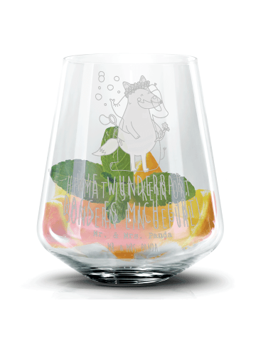 Mr. & Mrs. Panda Cocktail Glas Elefant Seifenblasen mit Spruch in Transparent