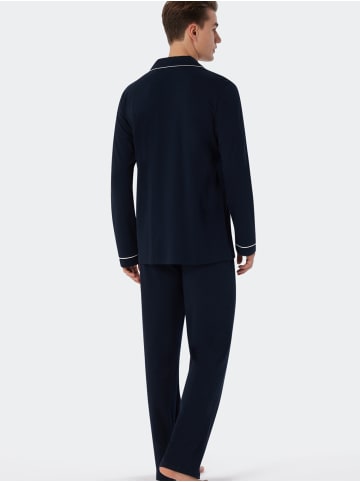 Schiesser Pyjama Fine Interlock in Dunkelblau