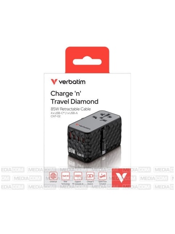 Verbatim Verbatim UTA Reiseadapter 85W USB-C/USB-A Schwarz