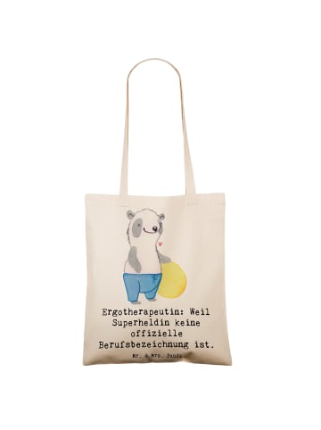 Mr. & Mrs. Panda Tote Bag Ergotherapeutin Superheldin mit Spruch in Creme