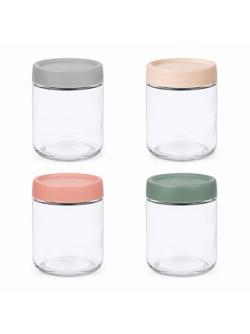 relaxdays 4 x Einmachgläser in Transparent/ Bunt - 450 ml
