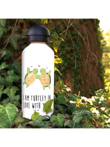 Mr. & Mrs. Panda Aluminium Trinkflasche Schildkröten Paar mit Sp... in Weiß
