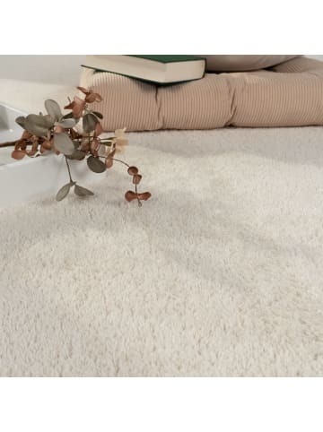KADIMA DESIGN Teppich Kurzflor waschbar Unifarben Wohnzimmer in Creme