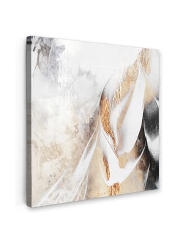 MuchoWow Leinwand bilder Abstrakte Kunst weiß gold (BxH)