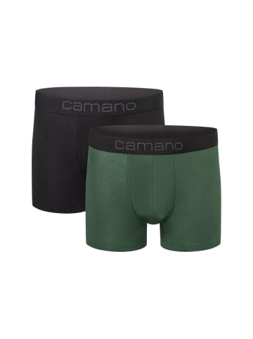 camano Boxershorts Unterhosen Herren elastischer Gummibund ohne Einschneiden Baumwolle Stretch hautfreundlich Atmungsaktiv 2er Pack comfort in sycamore green