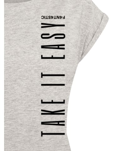 F4NT4STIC Extended Shoulder T-Shirt PLUS SIZE  Take It Easy in grau meliert