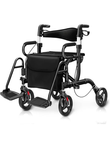 COSTWAY Rollator faltbar und leicht mit Sitz in Schwarz