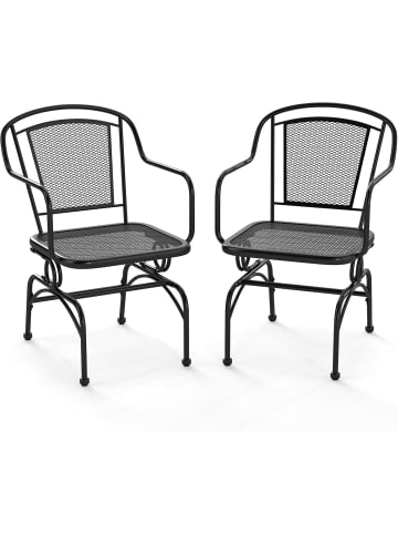 COSTWAY Schaukelstühle Gartenstühle Metall 2er Set Tragfähigkeit 150 kg in Schwarz