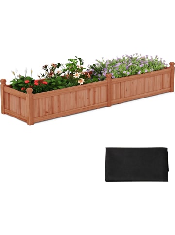COSTWAY Blumenkasten Hochbeet Holz in Braun