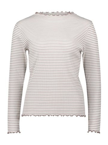 CARTOON Langarm-Shirt mit Kragen in Weiß/Taupe