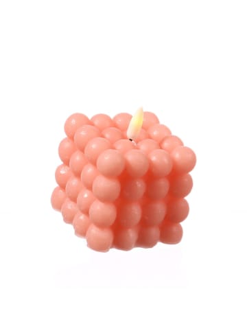 MARELIDA LED Kerze Bubble Würfelkerze Echtwachs H: 9,5cm in rosa