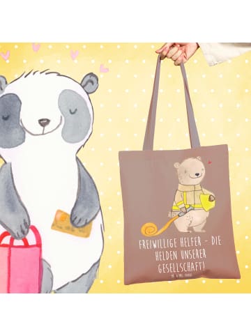 Mr. & Mrs. Panda Tote Bag Freiwilliger Held mit Spruch in Braun Pastell
