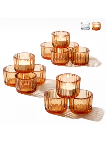 Praknu Teelichthalter Glas Klein für Tischdeko - 12er Set Runde