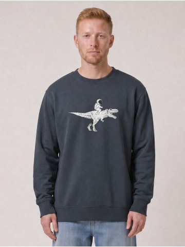 wat? Apparel Sweatshirt Astronaut on T-Rex in India Ink Grey