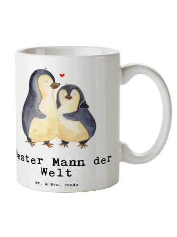 Mr. & Mrs. Panda Teetasse Pinguin Bester Mann der Welt mit Spruch in Weiß