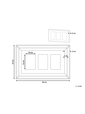Beliani Fotorahmen MAKENI in Silber/Beige/Messing - (W) 50 x (H) 32 x (L) 5 cm Vertikal