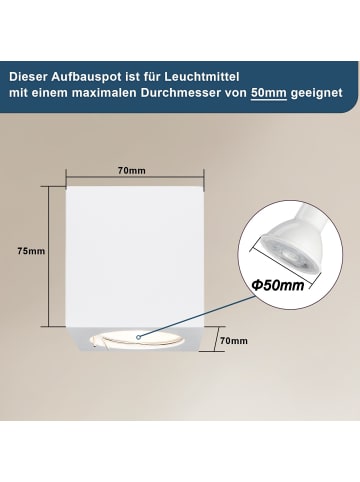 ZMH 4er-Set Deckenleuchte 1-flammige GU10 in weiß eckig Modern Aufbauspot aus Gips