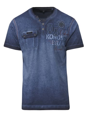 KOROSHI Kurzarm T-Shirt in blau