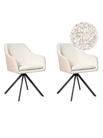 Beliani 2er-Set Esszimmerstuhl LITHIA in Beige/Schwarz