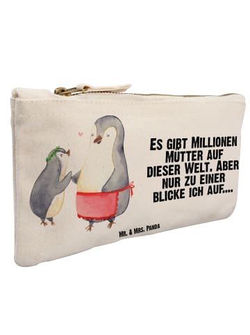 Mr. & Mrs. Panda Federtasche Pinguin mit Kind mit Spruch in Weiß