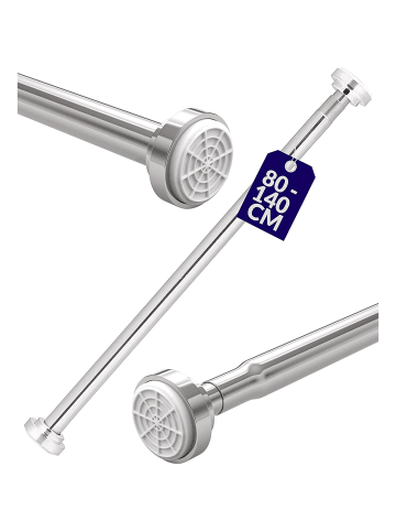 Praknu Duschvorhangstange ohne Bohren - Ausziehbar 80 bis 140cm - Sicherer