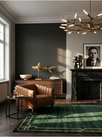 KADIMA DESIGN Dekofigur Hai Aluminium Maritim 70 cm mit Sockel, Design Metall in Gold