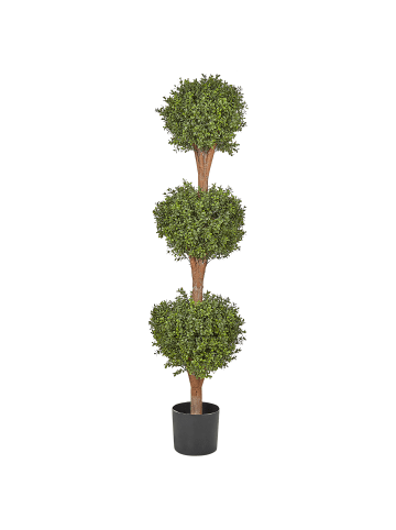 Beliani Kunstpflanze BUXUS BALL TREE in Grün/Schwarz/Braun
