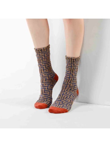 MUNADUNA 3er-Pack 3D-Relief Labyrinth-Fashionsocken in Grau
