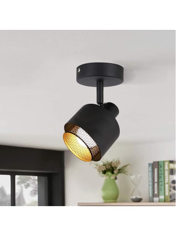 ZMH Deckenleuchte in schwarzgold 1-flammige E14 Metall schwenkbar L 10cm