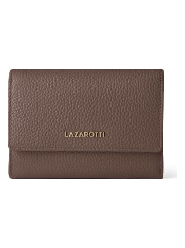 Lazarotti Bologna Leather XL Geldbörse mit Zip-Around Fach Leder 14 cm taupe