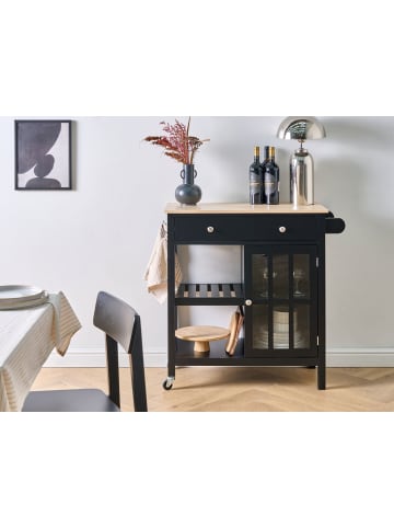 Beliani Servierwagen GENOA in Schwarz/Braun - (W) 80 x (H) 88 x (L) 43 cm