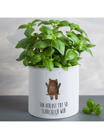 Mr. & Mrs. Panda XL Blumentopf Bär Schaukel mit Spruch in Weiß