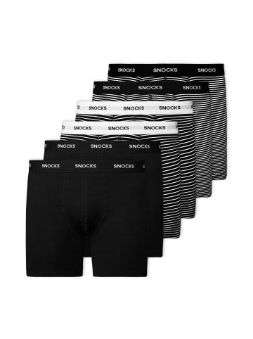 SNOCKS Lange Boxershorts Schwarz (Streifen) 6 Stück