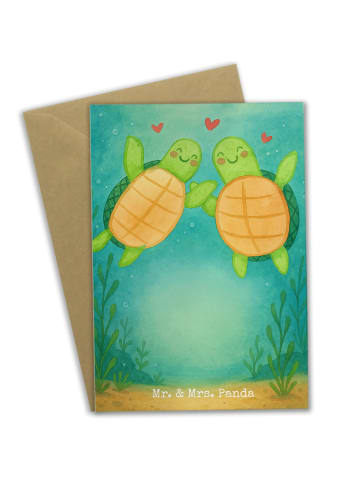 Mr. & Mrs. Panda Klappkarte Schildkröten Paar Design ohne Spruch in Weiß