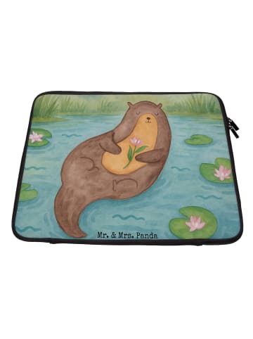 Mr. & Mrs. Panda Laptop Hülle Otter Seerose Design ohne Spruch in Weiß